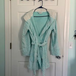 Pink, Victoria’s Secret, extra-small mint green robe.